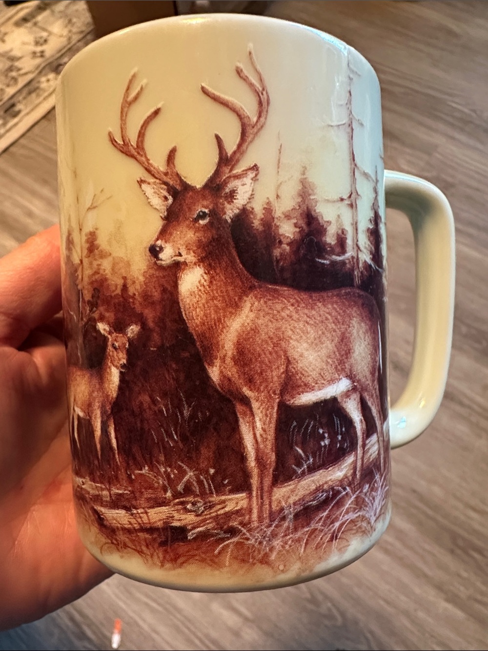 Vintage Otagiri Brown Buck and Doe Ceramic Mug